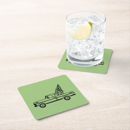 Christmas tree truck kartonnen onderzetters (Insitu)