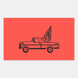 Christmas tree truck rechthoekige sticker