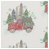 Christmas Tree Truck Rustic Pattern Waterverf Stof (Close Up)