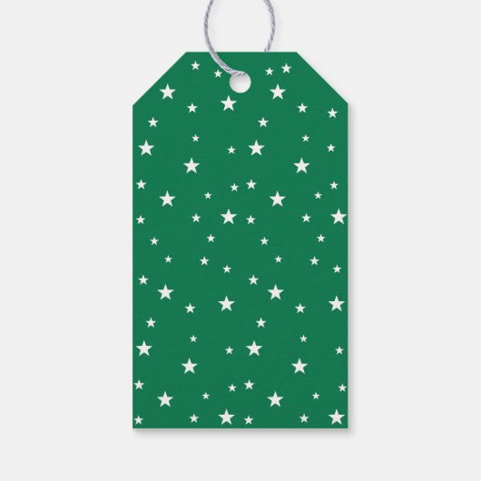 Christmas Tree Typography Green White Stars & Name Cadeaulabel (Achterkant)