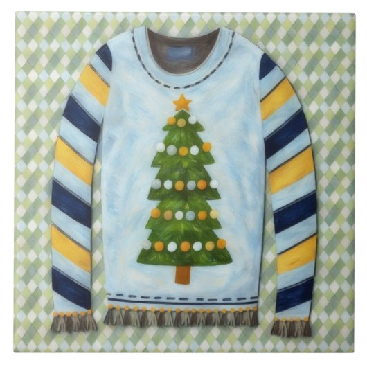 Christmas Tree Ugly Sweater Holiday Art Tile Tegeltje (Voorkant)