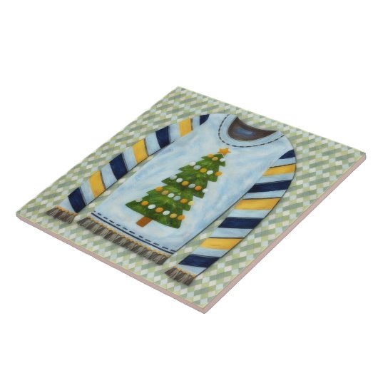 Christmas Tree Ugly Sweater Holiday Art Tile Tegeltje (Zijkant)