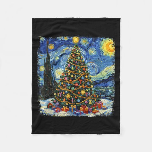 Christmas Tree Van Gogh Starry Night Christmas 202 Fleece Deken (Voorkant)
