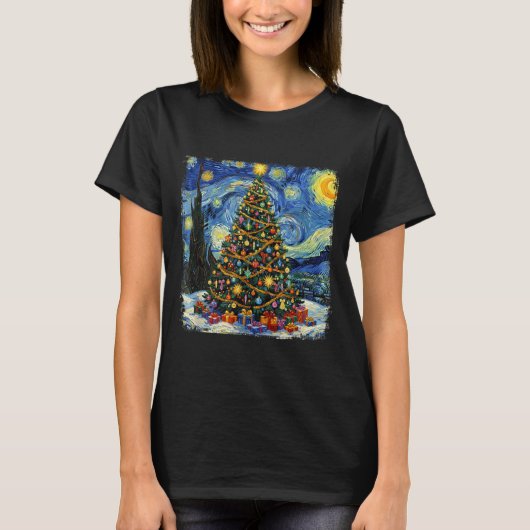 Christmas Tree Van Gogh Starry Night Christmas 202 T-shirt (Voorkant)