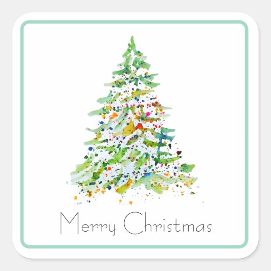 Christmas Tree Vierkante Sticker (Voorkant)
