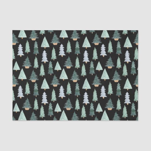 Christmas Tree Watercolor Pattern Tissue Paper Tissuepapier (Voorkant)