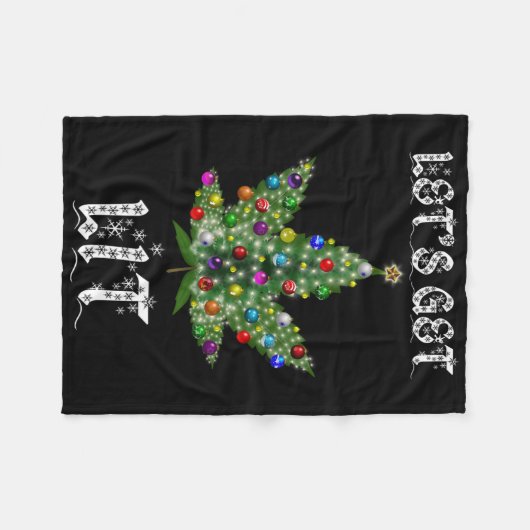 Christmas Tree Weed Leaf Pot Thc Gift Tee  Fleece Deken (Voorkant (Horizontaal))