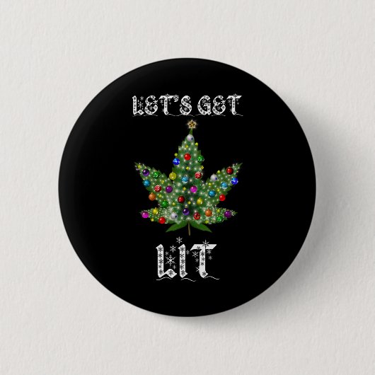 Christmas Tree Weed Leaf Pot Thc Gift Tee Ronde Button 5,7 Cm (Voorkant)