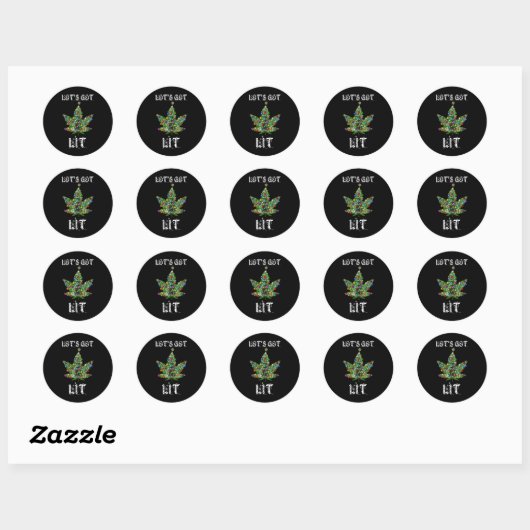 Christmas Tree Weed Leaf Pot Thc Gift Tee  Ronde Sticker (Vel)