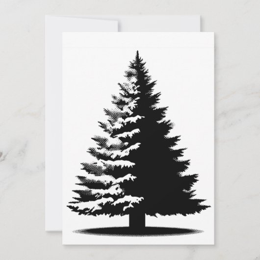 Christmas Tree White & Black Elegant Distressed Feestdagenkaart (Voorkant)