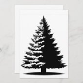 Christmas Tree White & Black Elegant Distressed Feestdagenkaart (Voorkant / Achterkant)