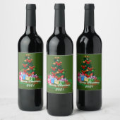 Christmas Tree Wijn Label Set Etiket (Flessen)