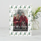 Christmas Tree Wine Cheese Custom Photo Feestdagenkaart (Staand voorkant)