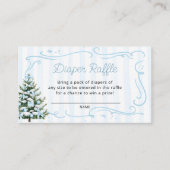 Christmas Tree Winter Blue Diaper Raffle Tickets Informatiekaartje (Voorkant)