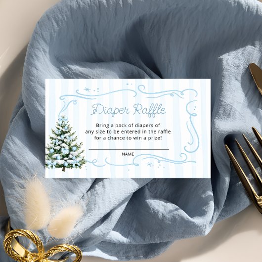 Christmas Tree Winter Blue Diaper Raffle Tickets Informatiekaartje