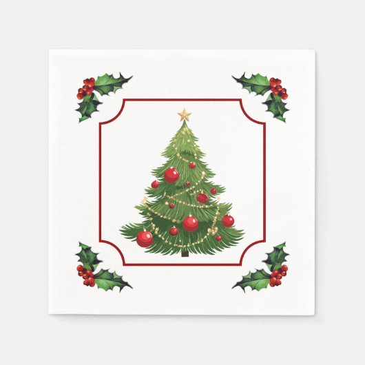 Christmas Tree with Holly Servet (Voorkant)