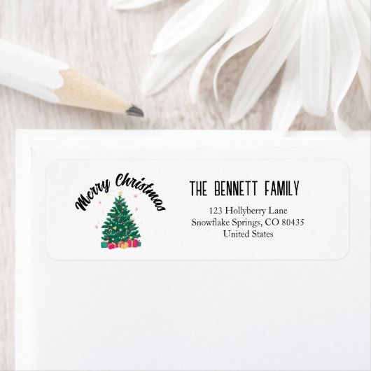 Christmas Tree With Lights Personalized Name Etiket (Insitu)