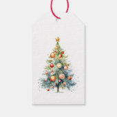 Christmas Tree with Orange Red Ornaments Cadeaulabel (Achterkant)