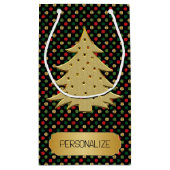 Christmas Tree with Polka Dot Background  Klein Cadeauzakje (Achterkant)