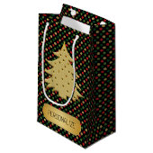 Christmas Tree with Polka Dot Background  Klein Cadeauzakje (Voorkant Gekanteld)