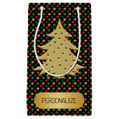 Christmas Tree with Polka Dot Background  Klein Cadeauzakje (Voorkant)