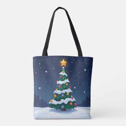 Christmas Tree with Snow Tote Tote Bag (Achterkant)