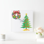 **CHRISTMAS TREE & WREATH* CHRISTMAS CLOCK VIERKANTE KLOK (Huis)