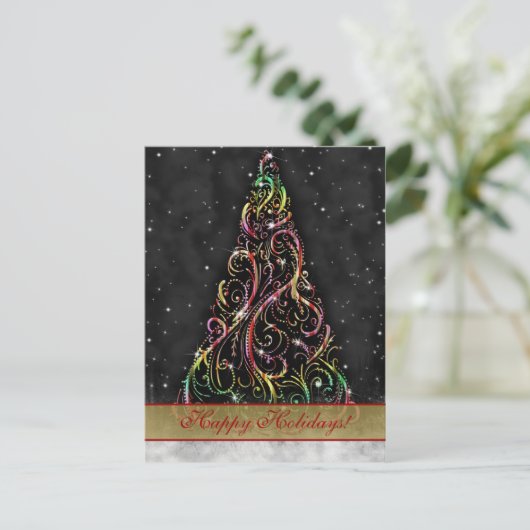 Christmas Tree Xmas Holiday Greeting Postcard Feestdagenkaart (Staand voorkant)