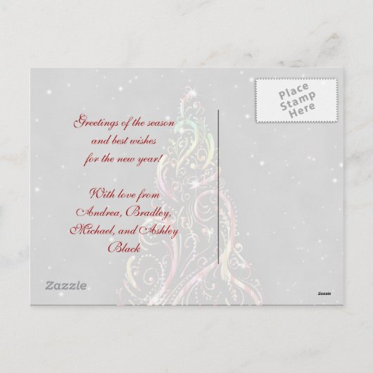 Christmas Tree Xmas Holiday Greeting Postcard Feestdagenkaart (Achterkant)