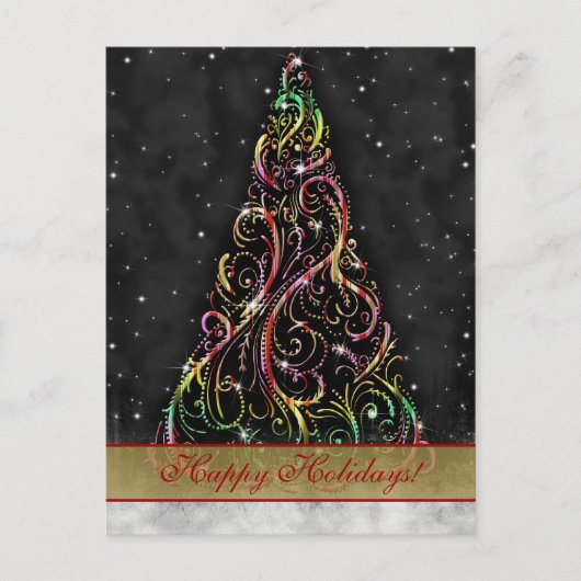 Christmas Tree Xmas Holiday Greeting Postcard Feestdagenkaart (Voorkant)