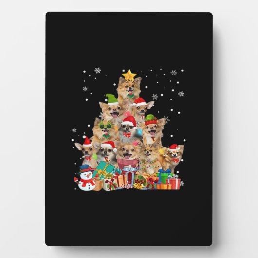 Christmas Tree Xmas Lights Chihuahua Classic T-Shi Fotoplaat (voorkant)