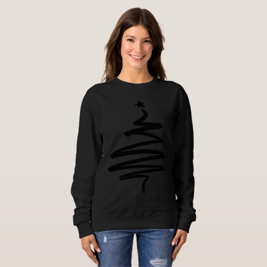 Christmas Tree Xmas Tree Black Brush Stroke Men Wo Trui (Voorkant volledig)