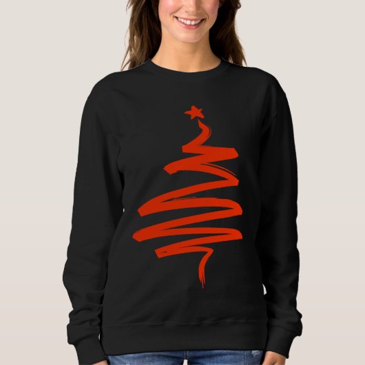 Christmas Tree Xmas Tree Orange Brush Stroke Men W Trui (Voorkant)