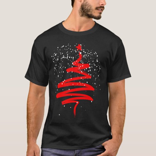 Christmas Tree Xmas Tree Red Brush Stroke Men Wome T-shirt (Voorkant)
