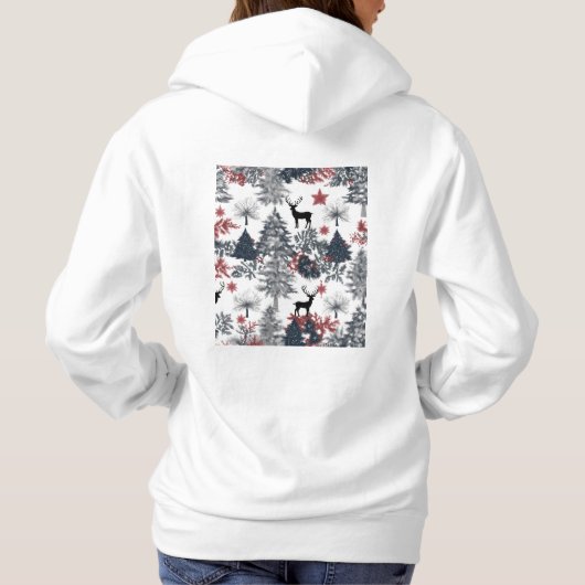 Christmas trees and deer hoodie for women (Achterkant)