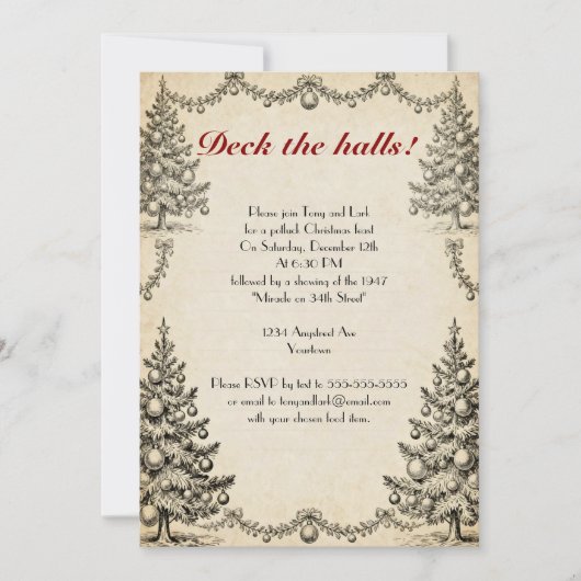 Christmas Trees and Garlands Holiday Party Kaart (Voorkant)
