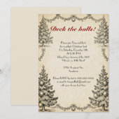 Christmas Trees and Garlands Holiday Party Kaart (Voorkant / Achterkant)