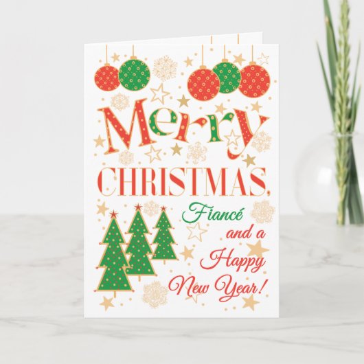 Christmas Trees and Ornaments for Fiancé Kaart (Voorkant)
