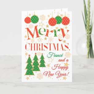 Christmas Trees and Ornaments for Fiancé Kaart
