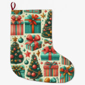 Christmas trees and presents art pattern grote kerstsok (Voorkant)