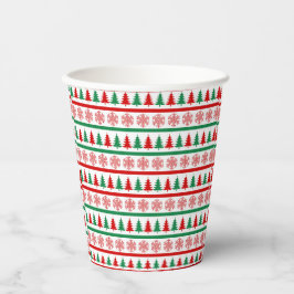 Christmas Trees and Snowflakes Print Paper Cups Papieren Bekers