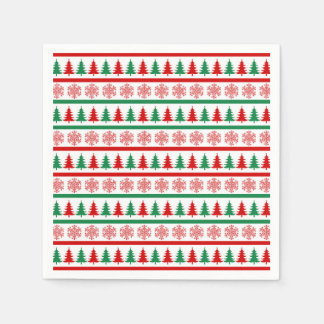 Christmas Trees and Snowflakes Print Paper Napkins Servet