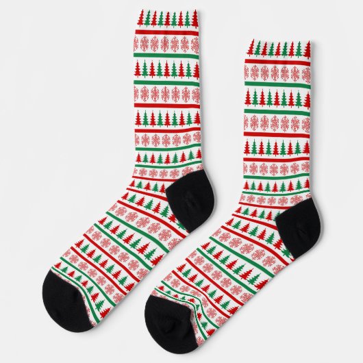 Christmas Trees and Snowflakes Print Socks Sokken (Links)