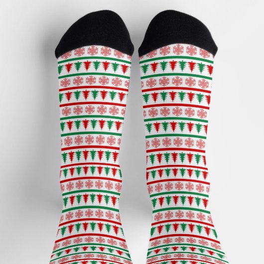 Christmas Trees and Snowflakes Print Socks Sokken (Top)