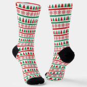 Christmas Trees and Snowflakes Print Socks Sokken (Gebogen)