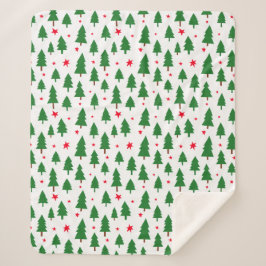 Christmas Trees and Stars Sherpa Deken