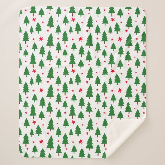 Christmas Trees and Stars Sherpa Deken (Voorkant)