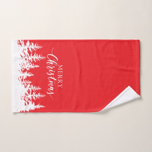 Christmas Trees Bath Towel Set Red and White Bad Handdoek (Handdoek)