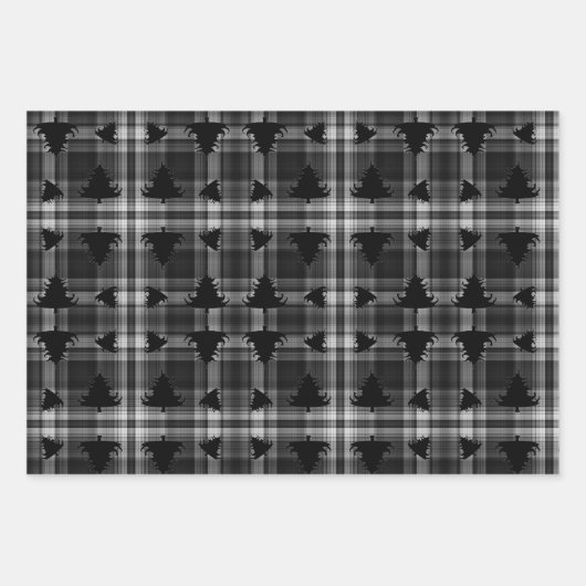 Christmas Trees Black Plaid Inpakpapier Vel (Voorkant)
