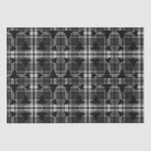 Christmas Trees Black Plaid Tissuepapier (Voorkant)